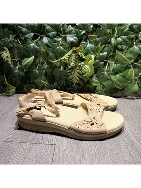 SAS Duo Tripad Comfort Sandals Women Size 10.5 M Ankle Strap Beige Leather